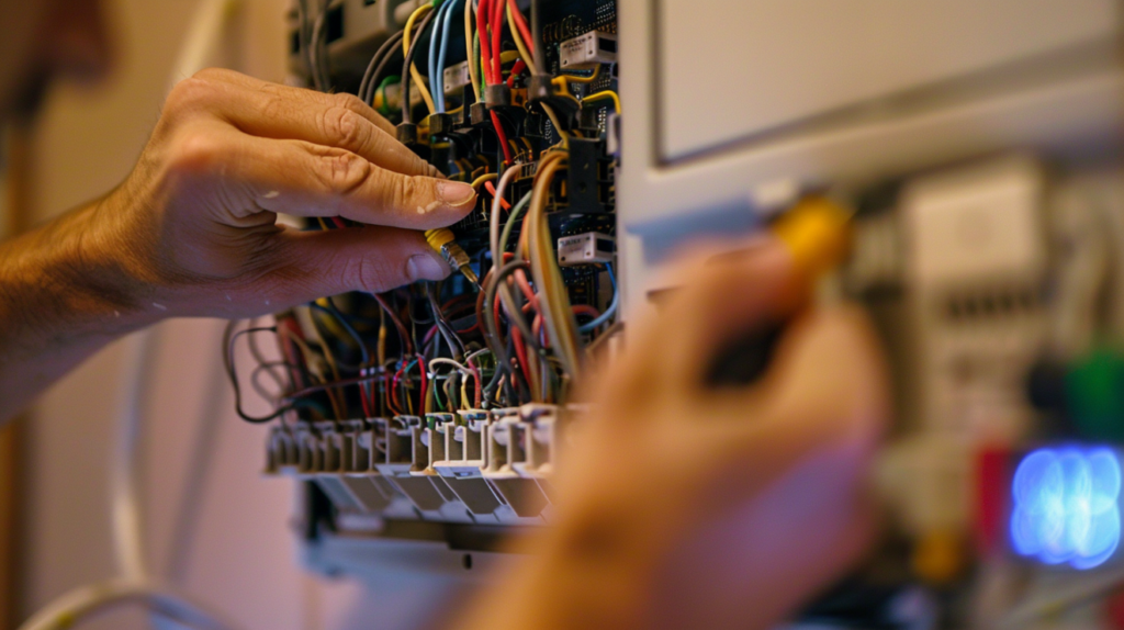 House Wiring Repair in Progress by a Professional Electrician
