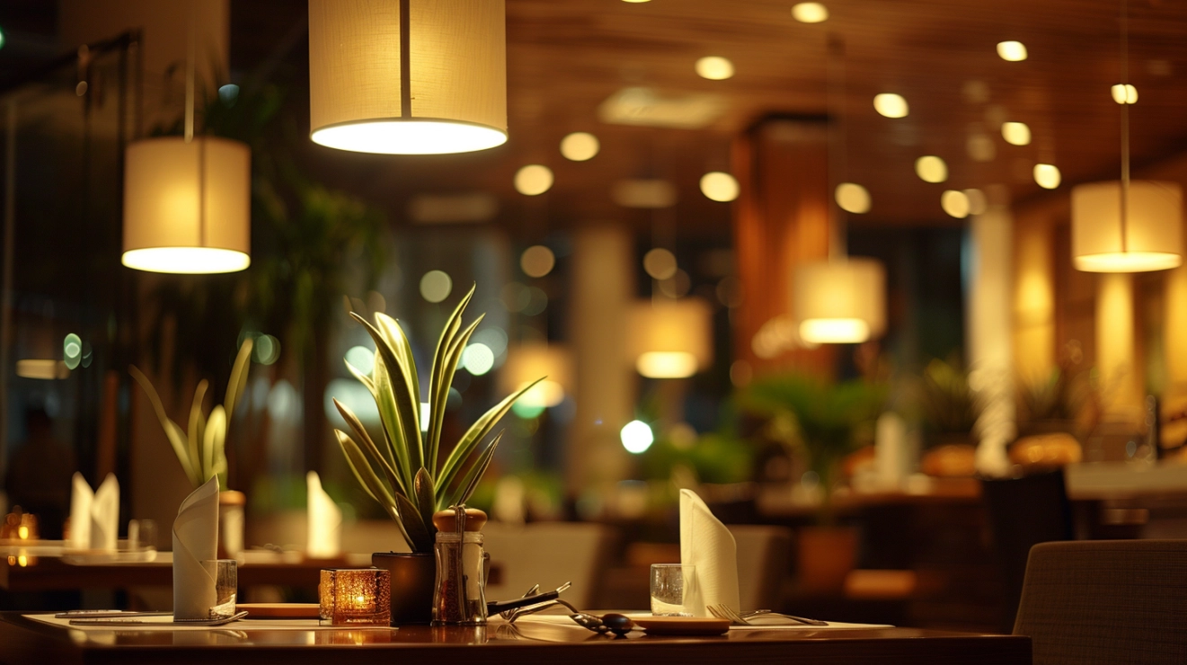 Lighting Trends in Upscale Restaurant with Biophilic Lighting Design