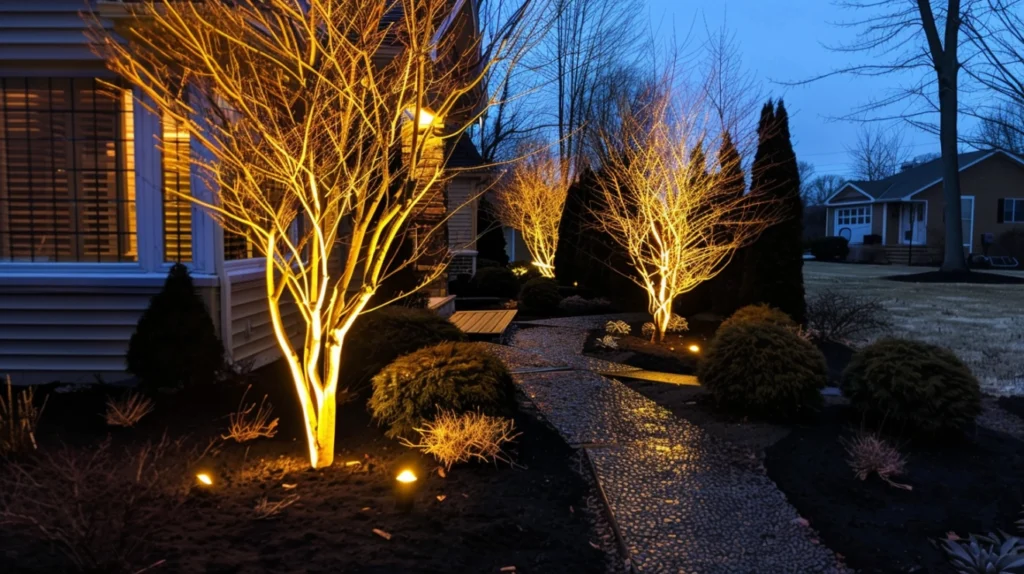 Landscape Lighting Setup Along Pathways and Garden Borders