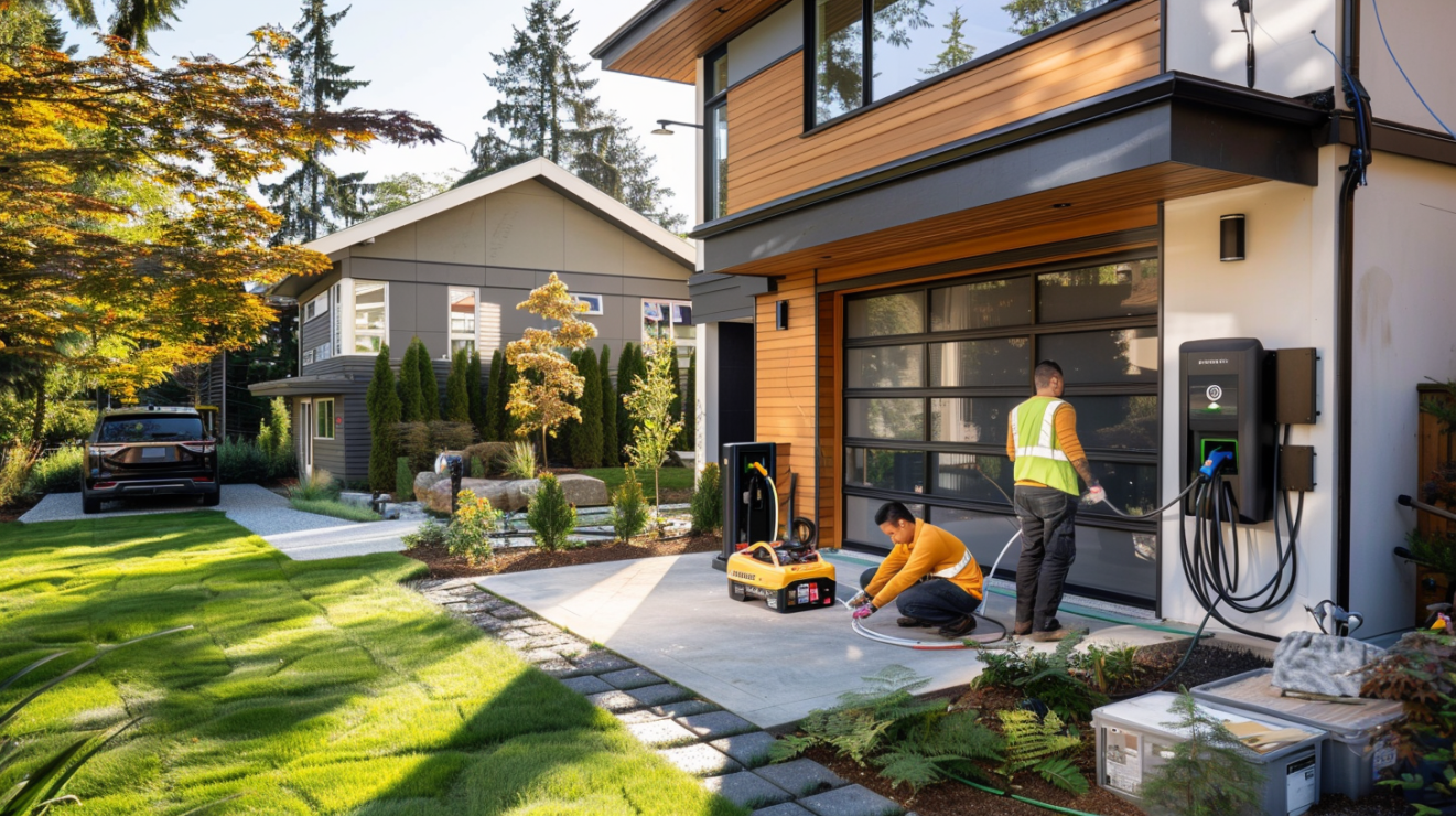 EV Charger Installation Burnaby: Professional electrician at work