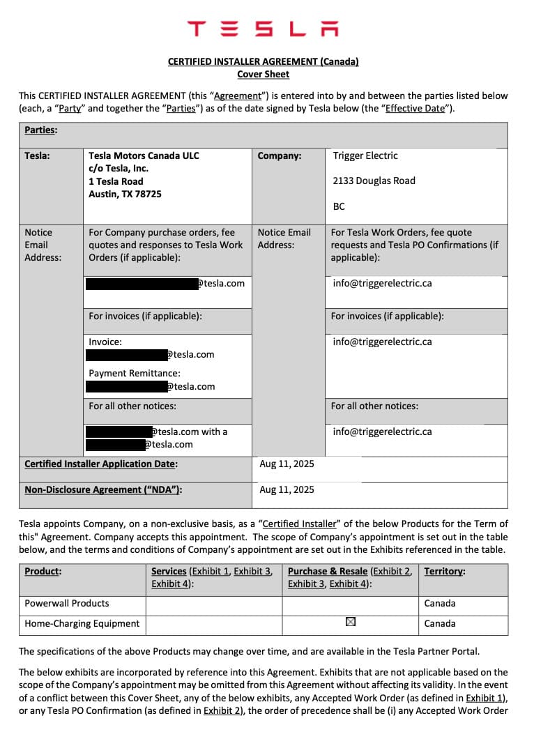 Trigger Electric Tesla Certificate